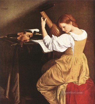  ye Painting - Lute Player Baroque painter Orazio Gentileschi